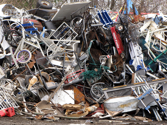 Large pile of junk scrap metal
